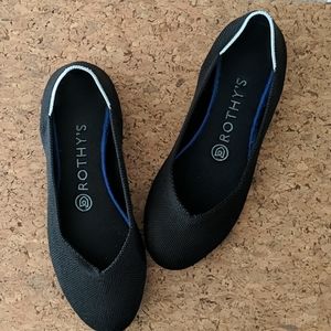 Rothy's Black Flats w White Halo sz 6.5 GUC